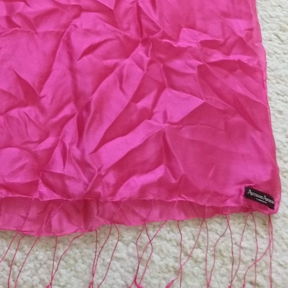 vintage y2k NWOT pink pure silk long scarf wrap - Picture 1 of 7